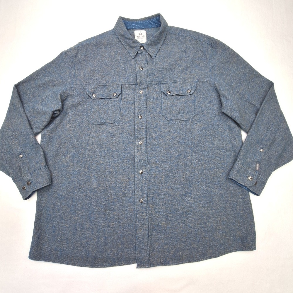 Ascend Button Down Shirt Mens 2XL Blue Textured Long Sleeve Outdoor Casual